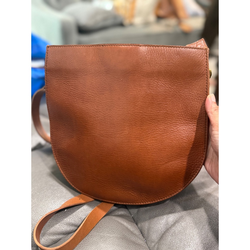 Madewell English Saddle Brown Leather Crossbody Bag Adjustable Strap Minimalist